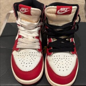Nike air Jordans Red and White High-Tops with Black/White Laces. Like new!
